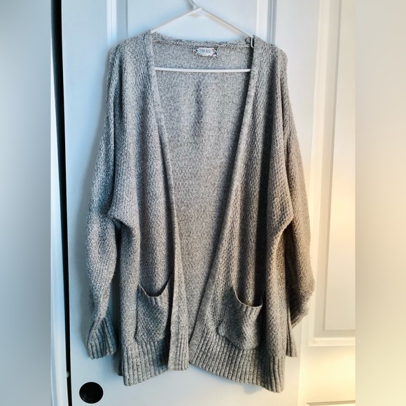 Pink Rose Sweaters - Pink Rose Gray Knit Cardigan